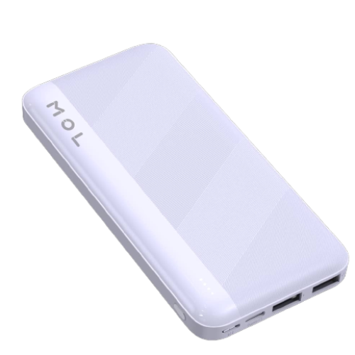 Best Mobile Phone accessory by MOL | Tech Mobile Accessories 10,000mah white Power bank. Type C input, USB Power bank for smart phones and best fast charge Android or IOS smart phones . Best Mobile phone Power bank technology for Android Phones. MOL | Tech Mobile Accessories Fast USB to Type C Black fast Power Bank USB Charger.